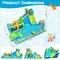 Palm Tree Inflatable Water Slide Bounce House for Kids Ages 3-12 with Climbing Wall Basketball Hoop Obstacle Tunnel and Water Cannons